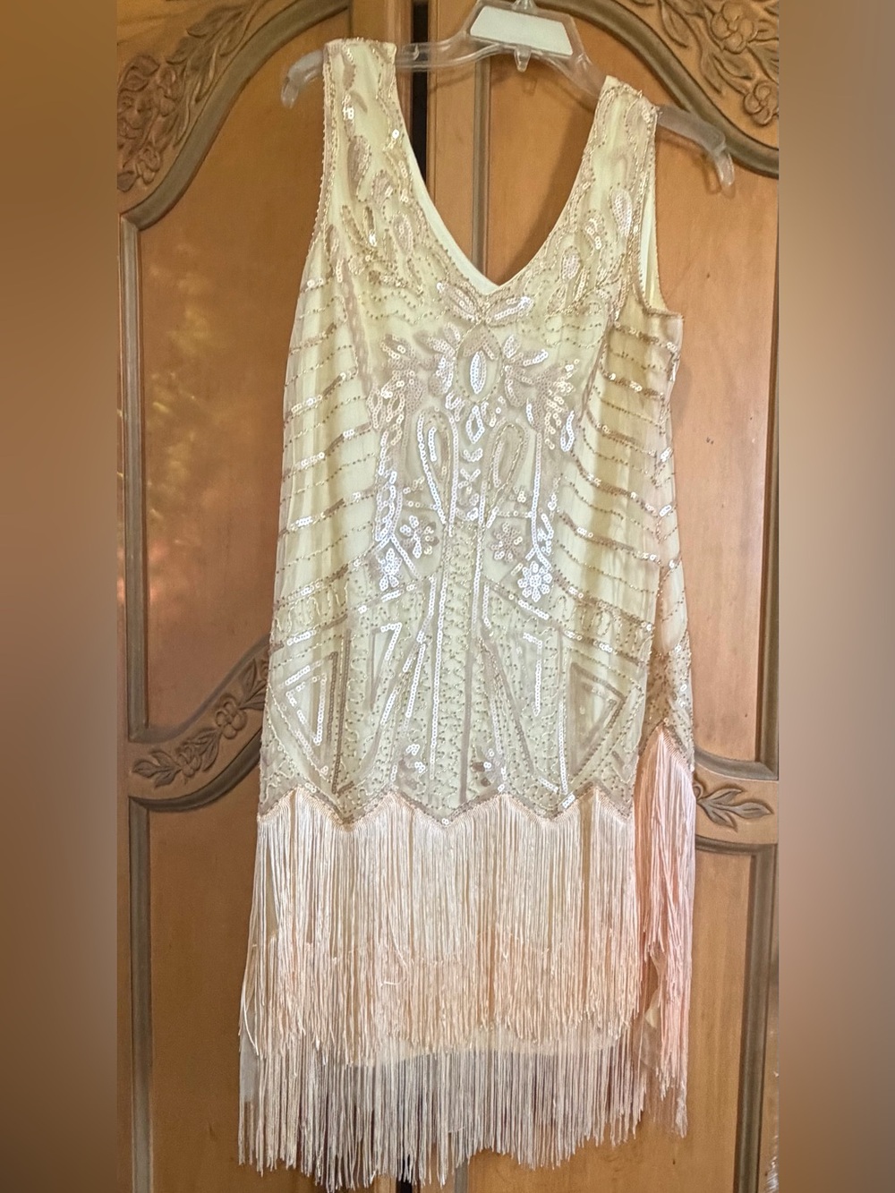 Beaded Fringe flapper Cocktail Dress - Champagne - Picture 2 of 5